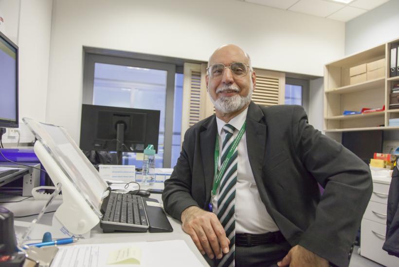 Aboubakr working in the office 