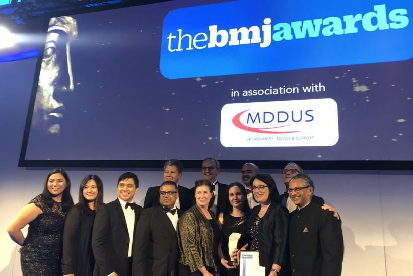 Team winning at the BMJ awards 