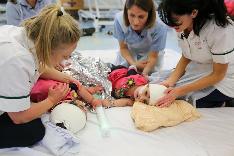 Safa and Marwa with Occupational Therapists and Physiotherapists 