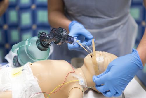 Staff working in the simulation centre 