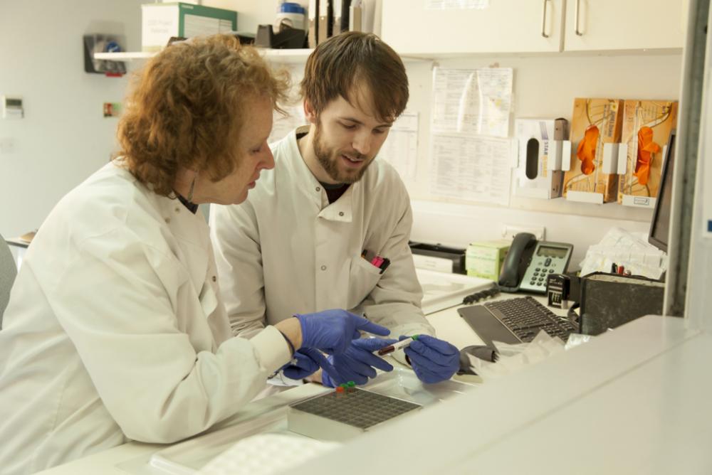 Man and women discussing lab results